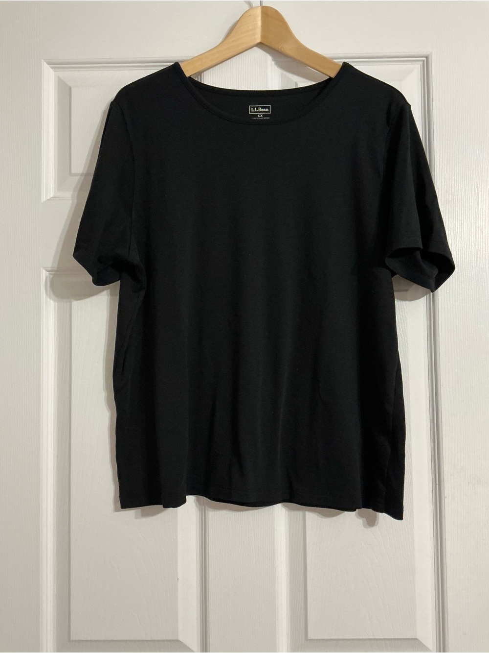 Two L.L. Bean Black Plus Size Supima Cotton Crewneck Tees